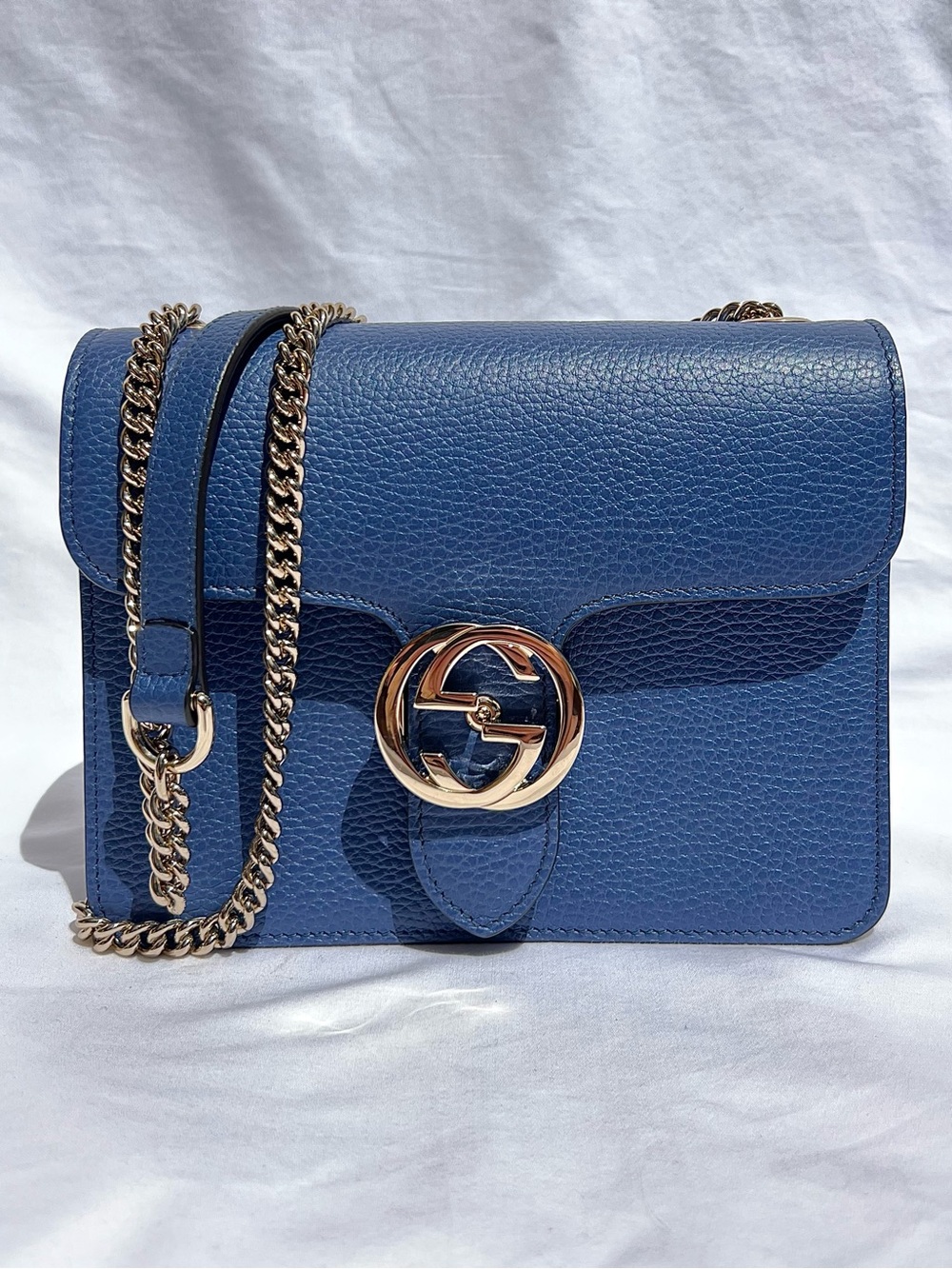 NEW Gucci Dollar Calfskin Leather Interlocking GG Shoulder Bag Crossbody Caspian